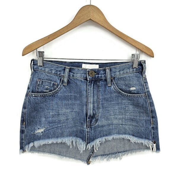 New One Teaspoon Texan Blue Junkyard Skirt Womens 24 Blue Denim Mini - Picture 3 of 7